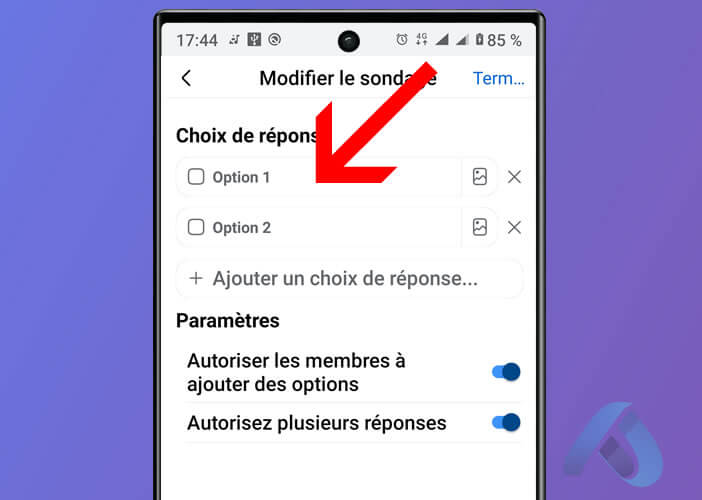 Saisir les réponses à votre question de sondage